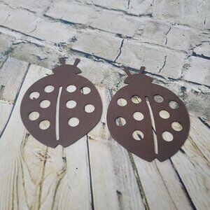 2 Metal Laser Cut Lady Bug Art Decorative Figurines 5.5  x 4 inch Appx